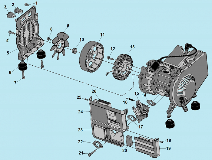 1 ЯКОРЬ - СТАТОР - КАРБЮРАТОР ГЕНЕРАТОР CHAMPION IGG950